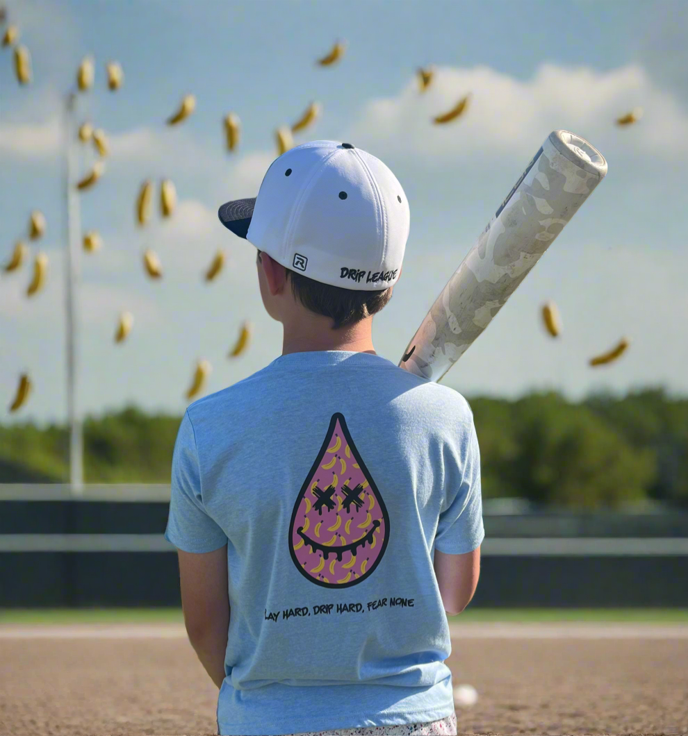 Strawberry Banana Drip Head Tee- Blue