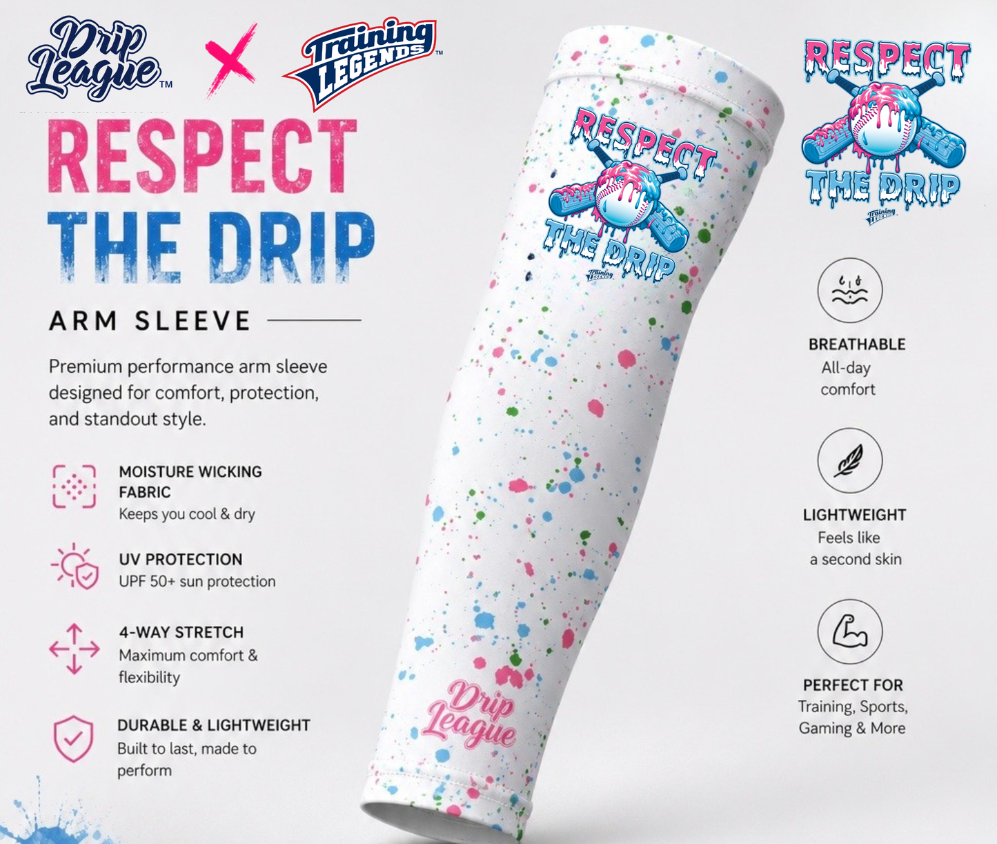Respect the drip! Arm sleeve- white