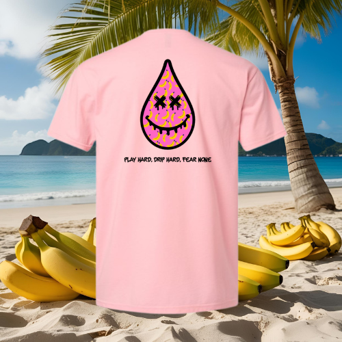 Strawberry Banana Drip Head Tee- Pink