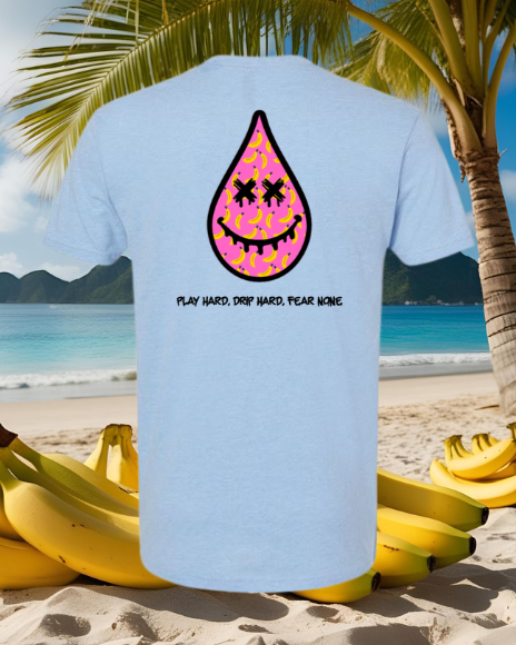 Strawberry Banana Drip Head Tee- Blue