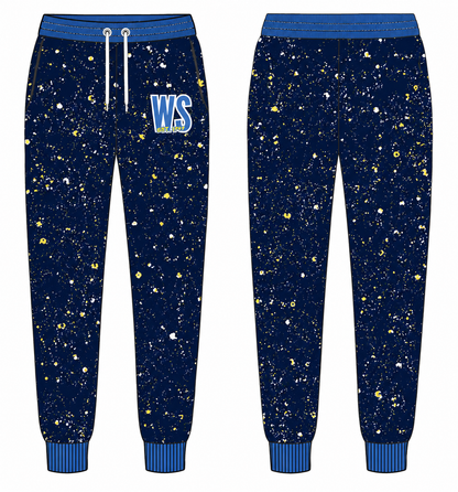 West Side x Drip league Splatter Joggers- Navy