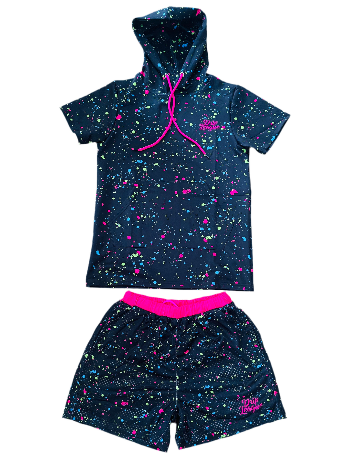 Neon Chaos Galaxy Shorts- Black