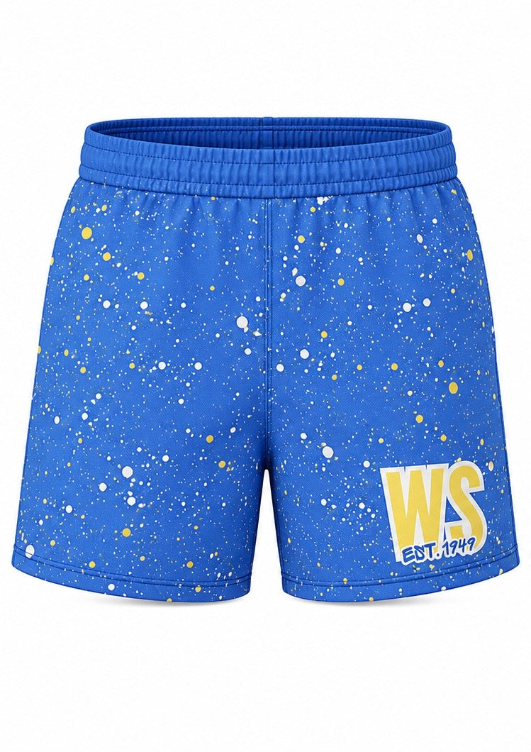 West Side x Drip league Splatter Shorts- Blue