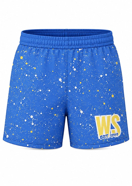 West Side x Drip league Splatter Shorts- Blue