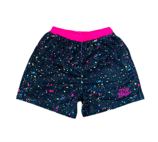 Neon Chaos Galaxy Shorts- Black