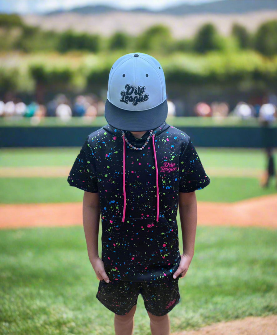 Neon Chaos Galaxy Shorts- Black