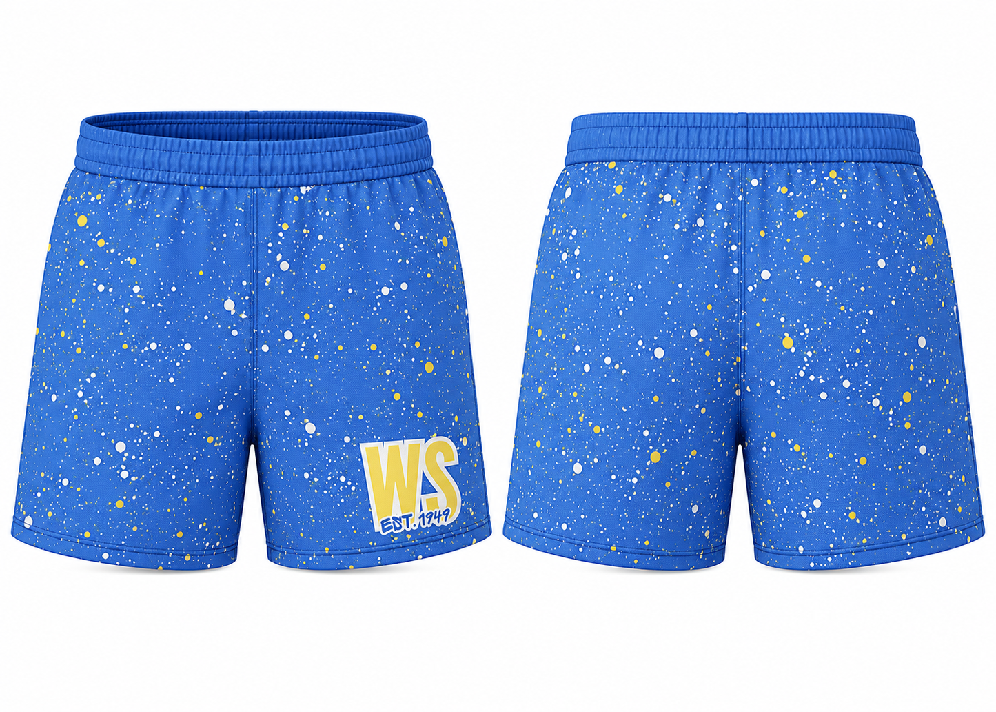 West Side x Drip league Splatter Shorts- Blue