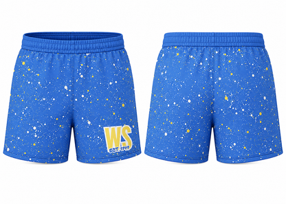 West Side x Drip league Splatter Shorts- Blue