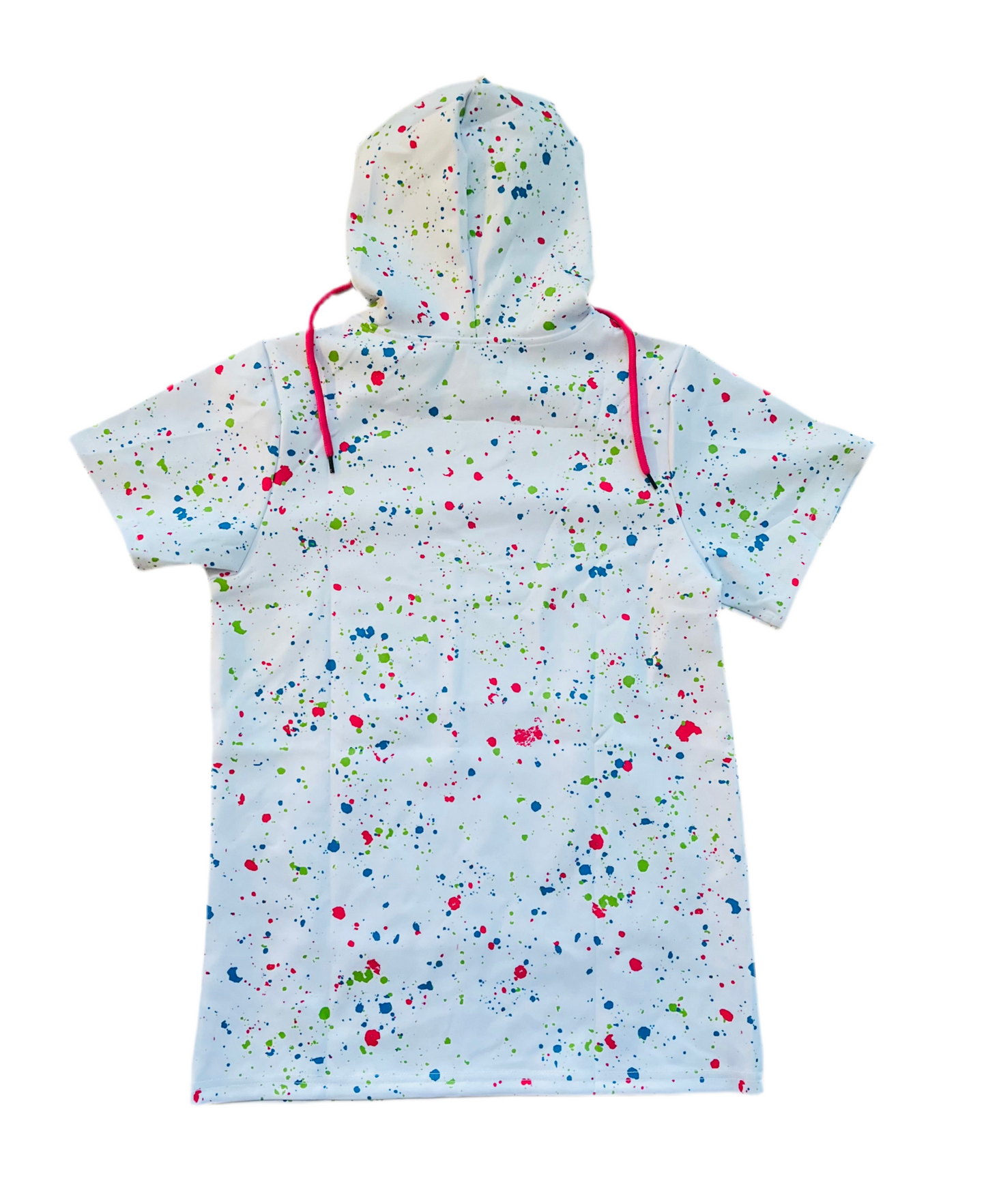 Neon Chaos Drip Nebula Hoodie- White