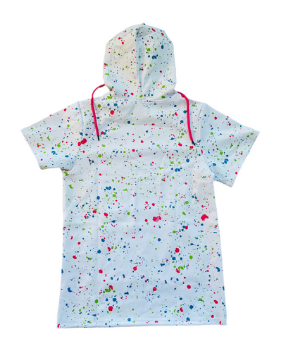 Neon Chaos Drip Nebula Hoodie- White