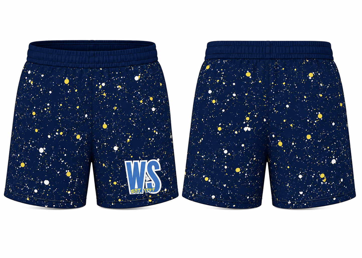 West Side x Drip league Splatter Shorts- Navy