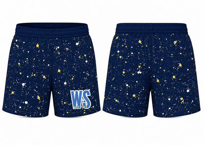 West Side x Drip league Splatter Shorts- Navy