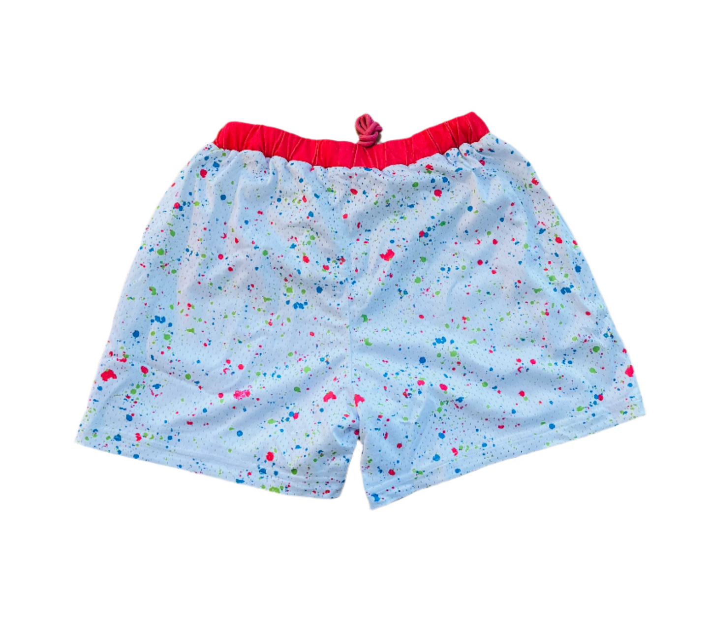Neon Chaos Drip Nebula Shorts- White