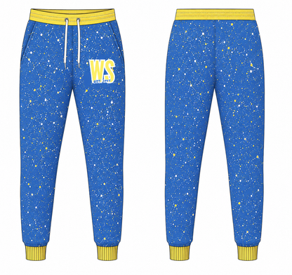 West Side x Drip league Splatter Joggers- Blue