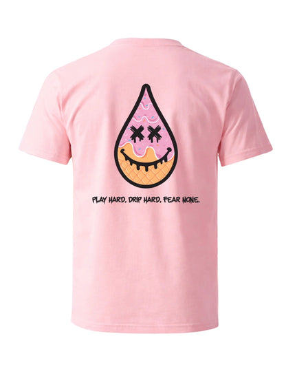 Ice Cream Drip Head Tee- Pink