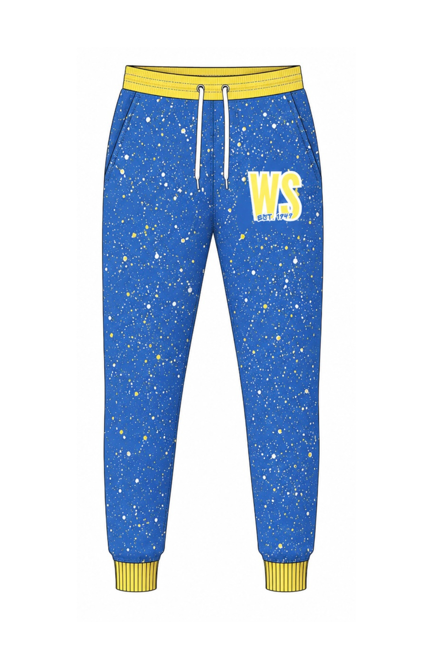 West Side x Drip league Splatter Joggers- Blue