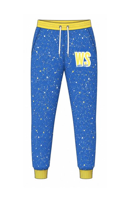 West Side x Drip league Splatter Joggers- Blue
