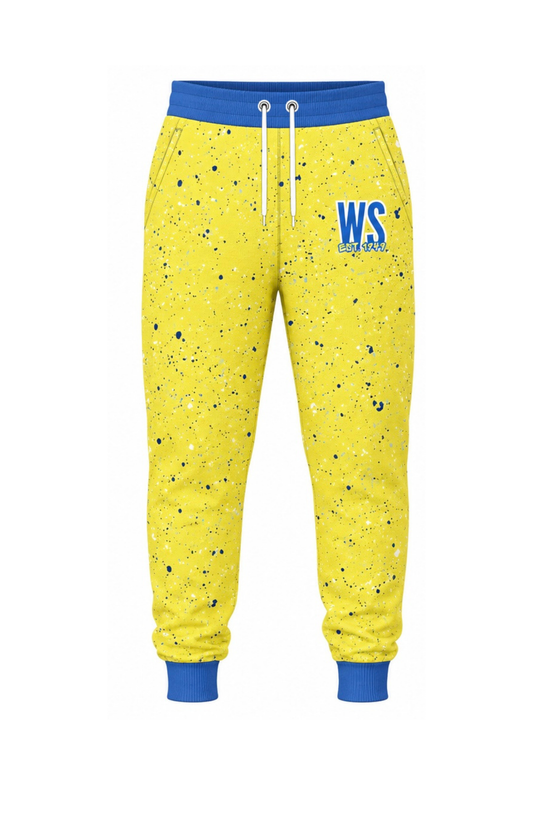West Side x Drip league Splatter Joggers- Yellow